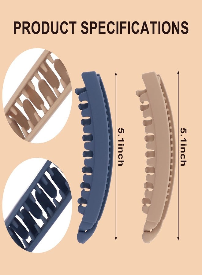 هابدو مجموعة مشابك شعر هابدو المكونة من 6 قطع على شكل موزة للشعر الكثيف، مشبك شعر موزة غير لامع لتسريحات الشعر النسائية ذات الحجم الكبير، إكسسوارات كبيرة وقوية لتثبيت ذيل الحصان والكعكة (أسود، أزرق، بني، كاكي، وردي، بيج) - Image 2